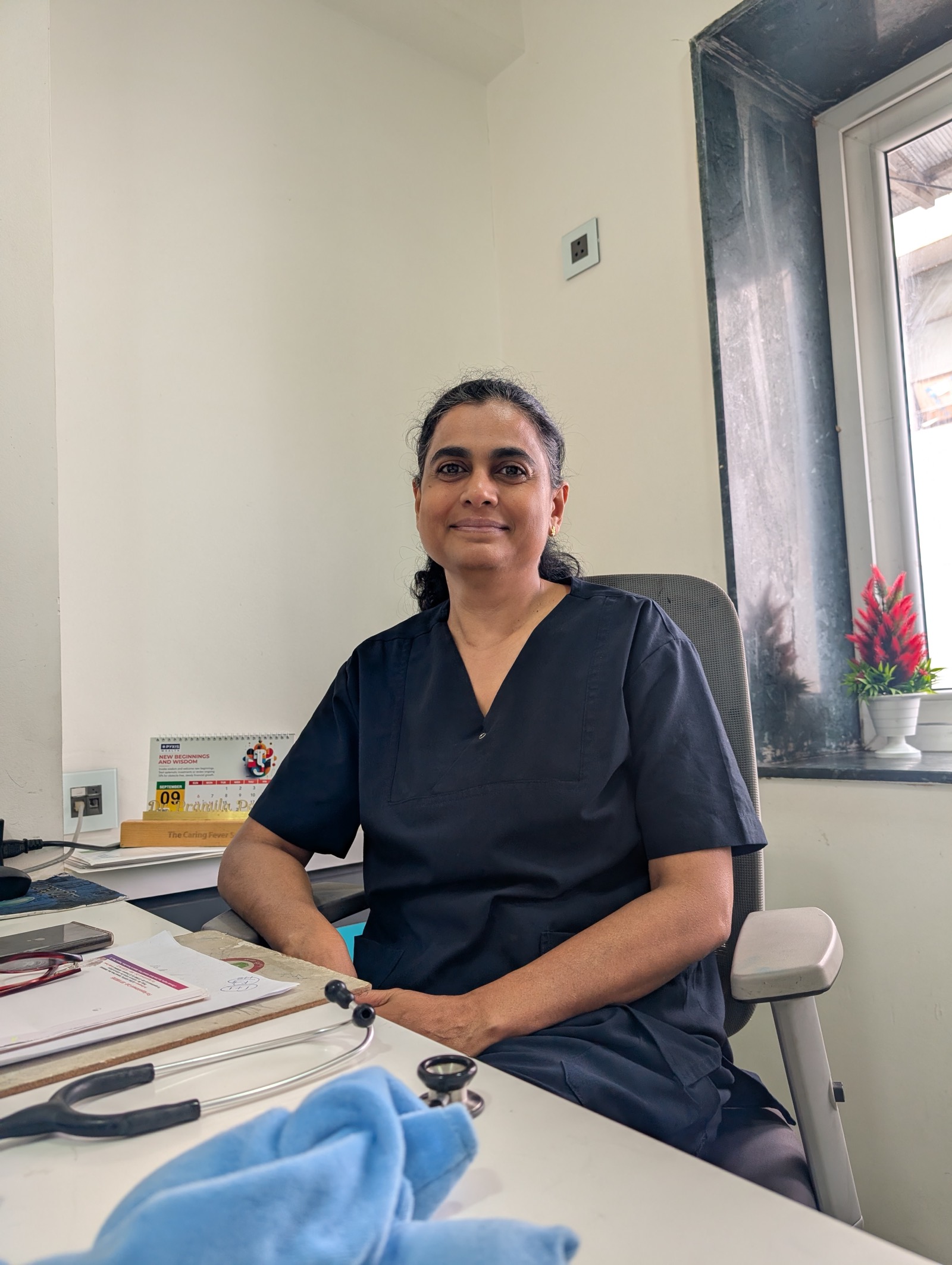 Dr. Pramila Sandeep Pansare in her consulting room at the centre