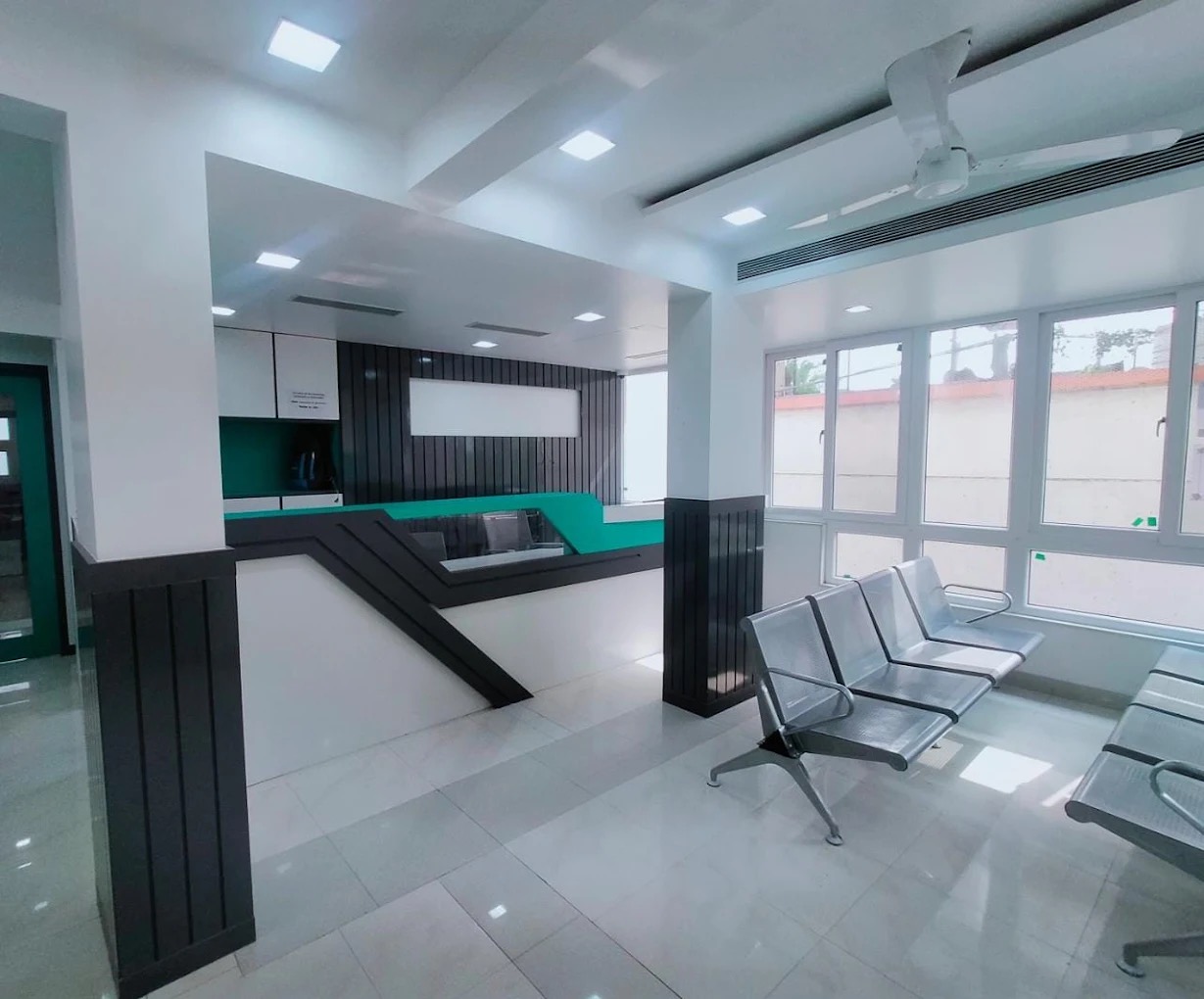 Reception and the waiting seating at Dr. Pansare Diagnostic Centre