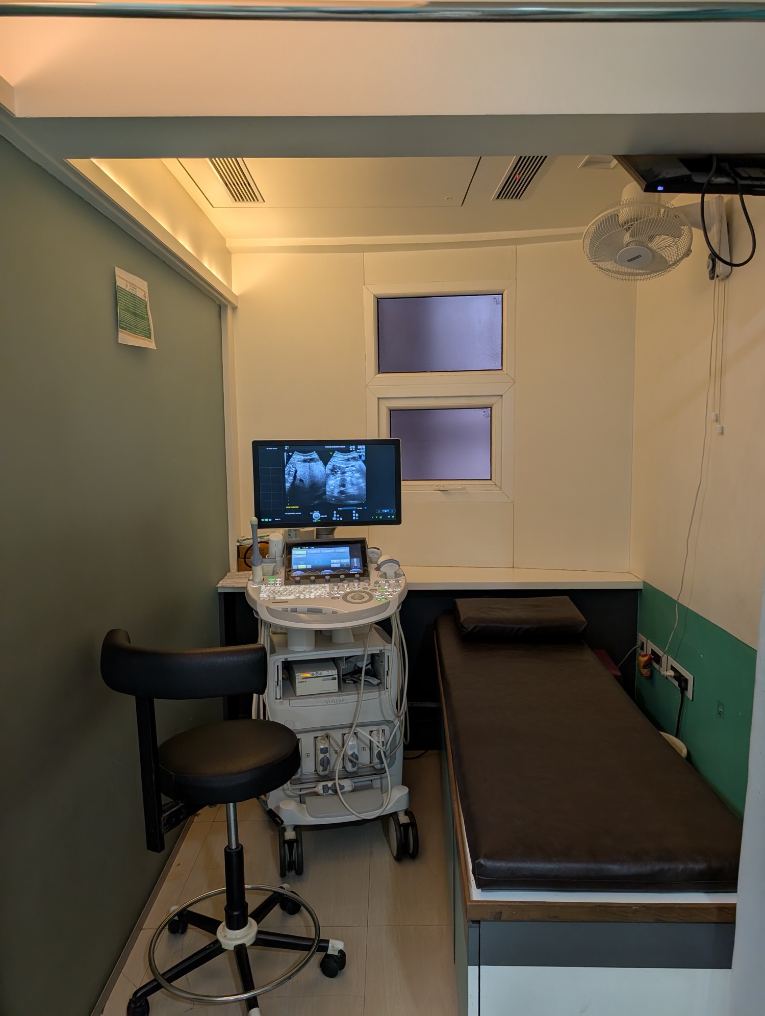 An ultrasound examination room at Dr. Pansare Diagnostic Centre